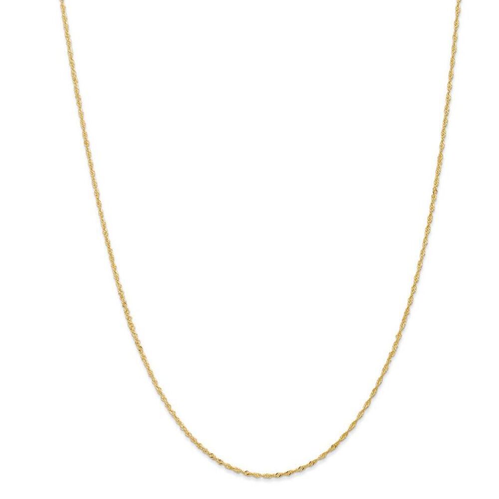 1mm 14k Yellow Gold Diamond Cut Singapore Chain Necklace, 24 Inch